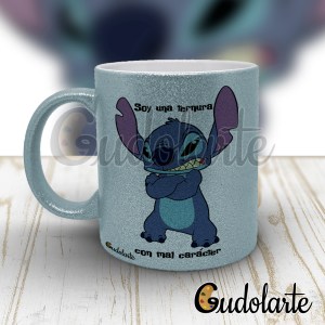 taza cerámica glitter pastel personalizada Sticth ternura