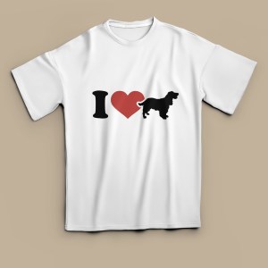 remera personalizada I love cocker spaniel inglés blanca