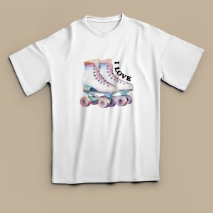 remera personalizada I love patines blanca