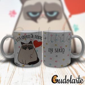 taza glitter los odio a todos 03