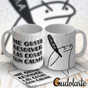 Taza cerámica personalizada Flork las cosas con calma