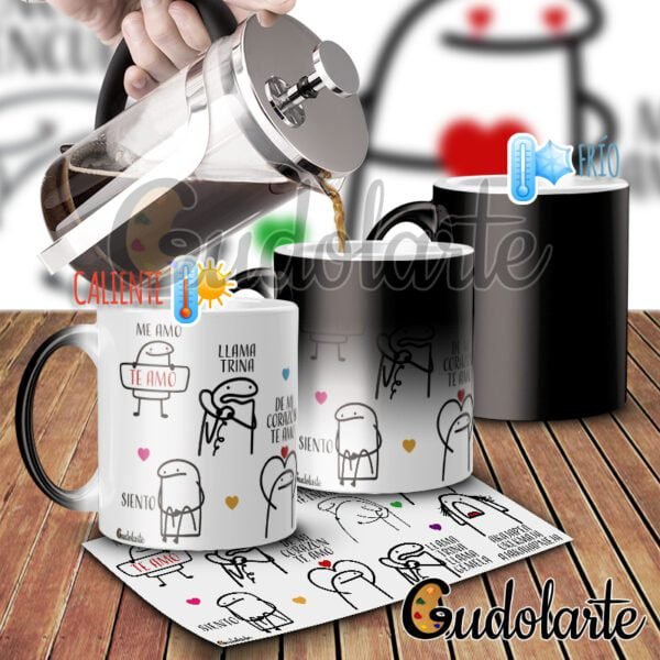 Taza mágica cerámica personalizada Flork llama trina