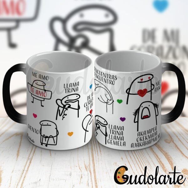 Taza mágica cerámica personalizada Flork llama trina