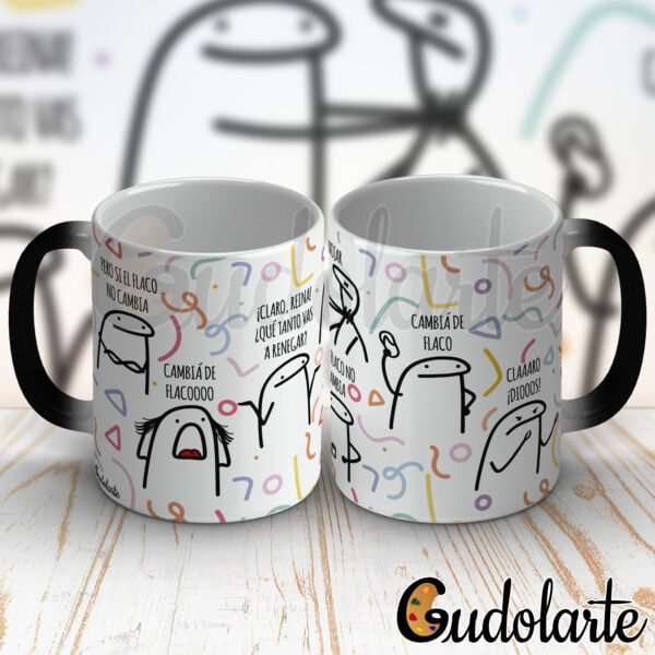 Taza mágica cerámica personalizada Flork si el flaco no cambia