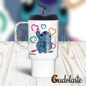 jarro plástico personalizado Stitch dibujando corazones