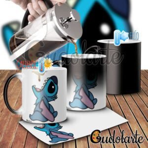 taza mágica cerámica personalizada Stitch café