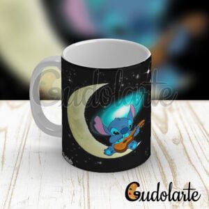 taza cerámica personalizada Stitch luna