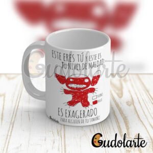 taza cerámica personalizada Stitch nivel de maldad