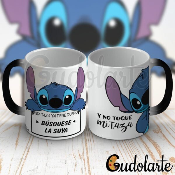 taza cerámica mágica personalizada Sticth no toque mi taza