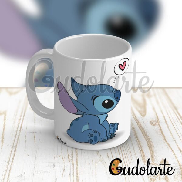 taza cerámica personalizada Sticth pensando en el amor