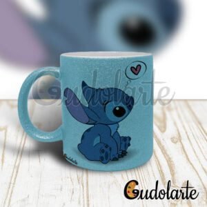 taza cerámica glitter pastel personalizada Sticth pensando en el amor