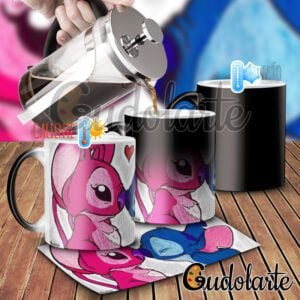 taza mágica cerámica personalizada Stitch Oy Angel