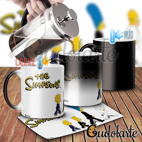 taza mágica personalizada Simpson Beatles