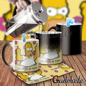 taza mágica personalizada Simpson los odio