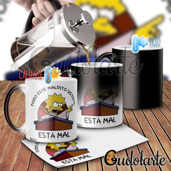 taza mágica personalizada Simpson maldito sistema