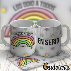 taza de cerámica los odio a todos efecto inflado