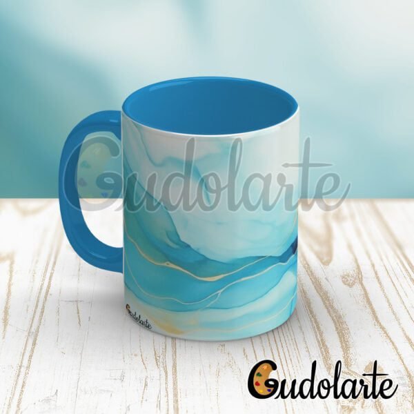 Taza cerámica personalizada acuarela 02 celeste