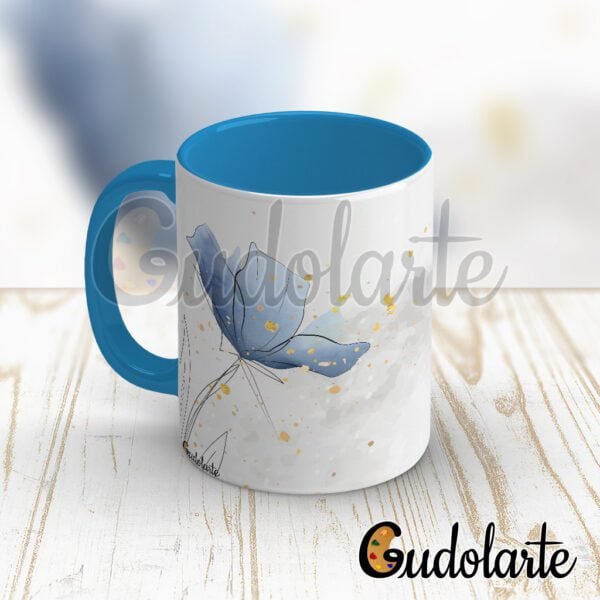 Taza cerámica personalizada acuarela 03 celeste