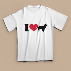 remera personalizada I love cocker spaniel inglés blanca