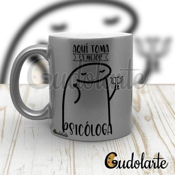 Taza cerámica perlada personalizada Flork Psicóloga